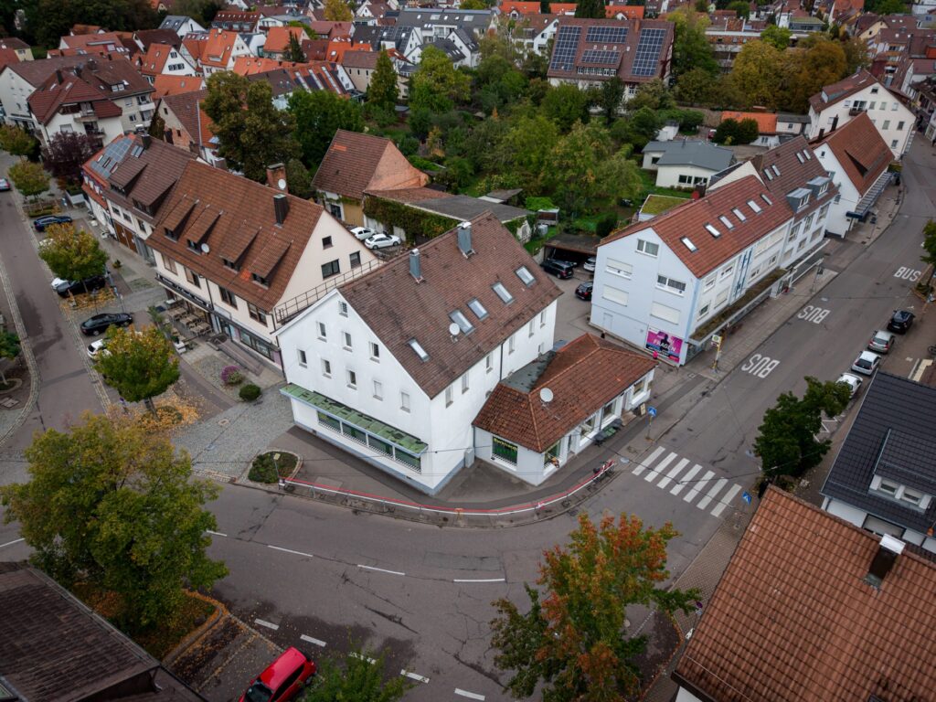 Luftaufnahme des Gebäudes an der Filderbahnstraße